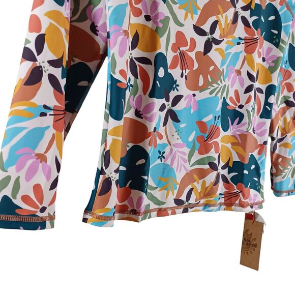 NWT Girls Kid 1234 Swim Shirt 13-14yr Long Sleeve L-XL Rashguard Floral UPF 50 - Picture 5 of 11